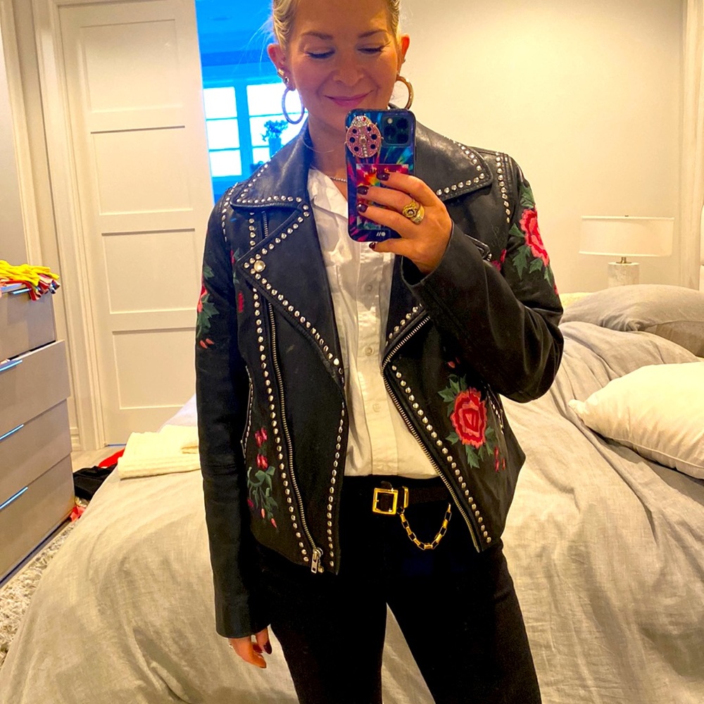 Embroidered and studded leather jacket!